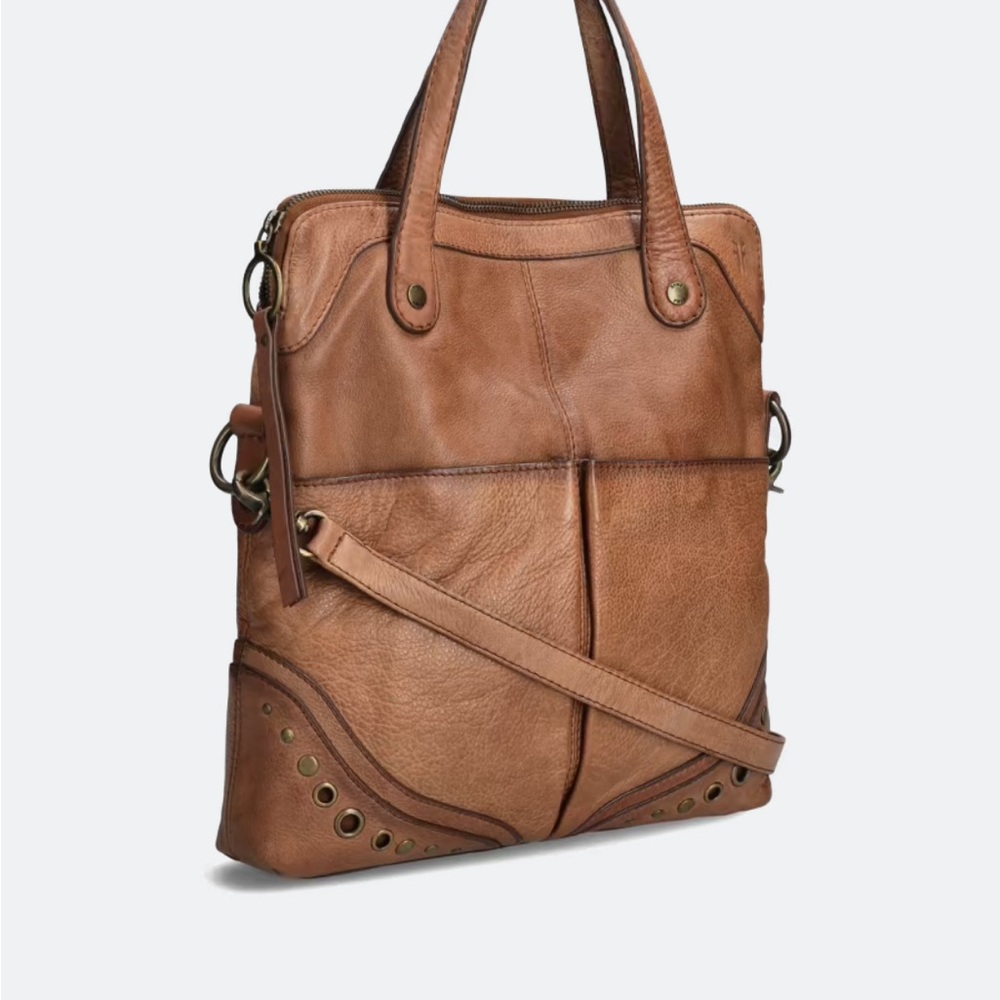 Frye “Zuri” Cognac Brown Leather Convertible Shopper handbag